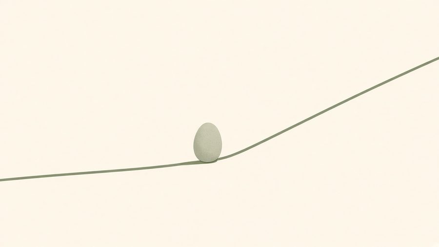 A quiet line that bends around a small stone.